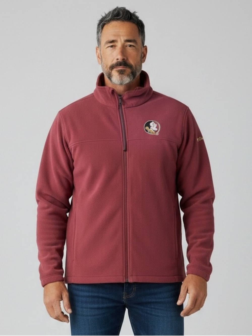 Columbia Florida State Full Zip Fleece Jacket Embroidered Team Patch Mens Large